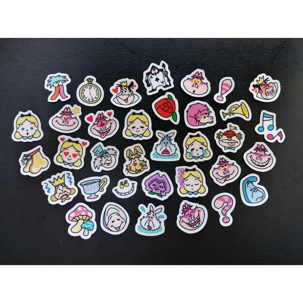 Bộ 40 sticker hoạt hình Alice ở xứ sở diệu kỳ đáng yêu- LLD090 (Ảnh thật shop tự chụp)