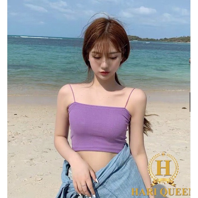 Áo thun nữ 2 dây  sợi bún thun gân đẹp 100% cotton ,áo croptop ôm mặc trong siêu mát