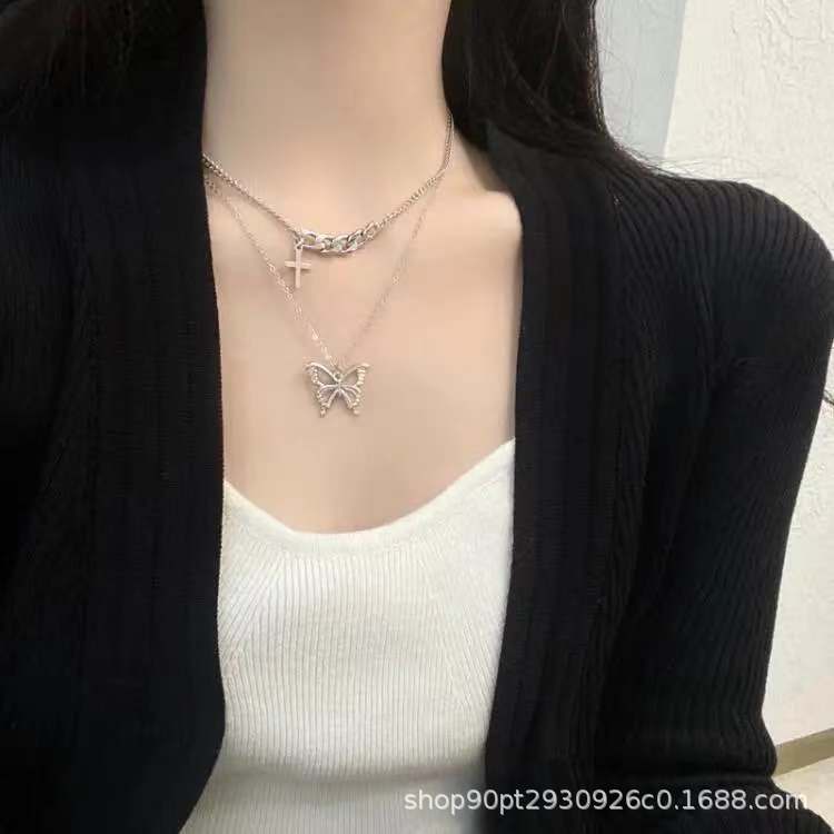 Vòng cổ choker mặt hình bướm / thánh giá phong cách thời trang đường phố cho nữ