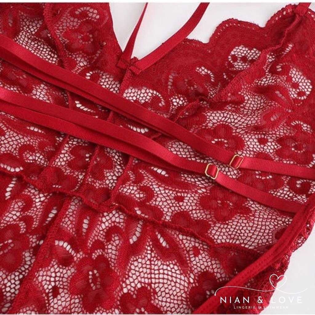 Đồ ngủ nữ, bodysuit sexy nữ NIAN&LOVE áo liền thân ren hoa mềm mại, co giãn 4 chiều, phong cách gợi cảm Freesize | BigBuy360 - bigbuy360.vn