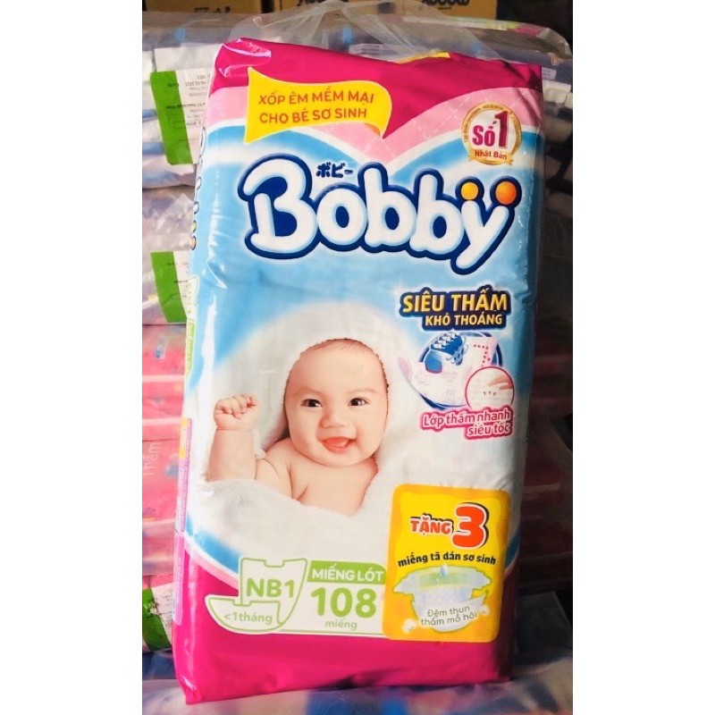 Miếng lót Newborn 1 Bobby (108 miếng) cho bé sơ sinh