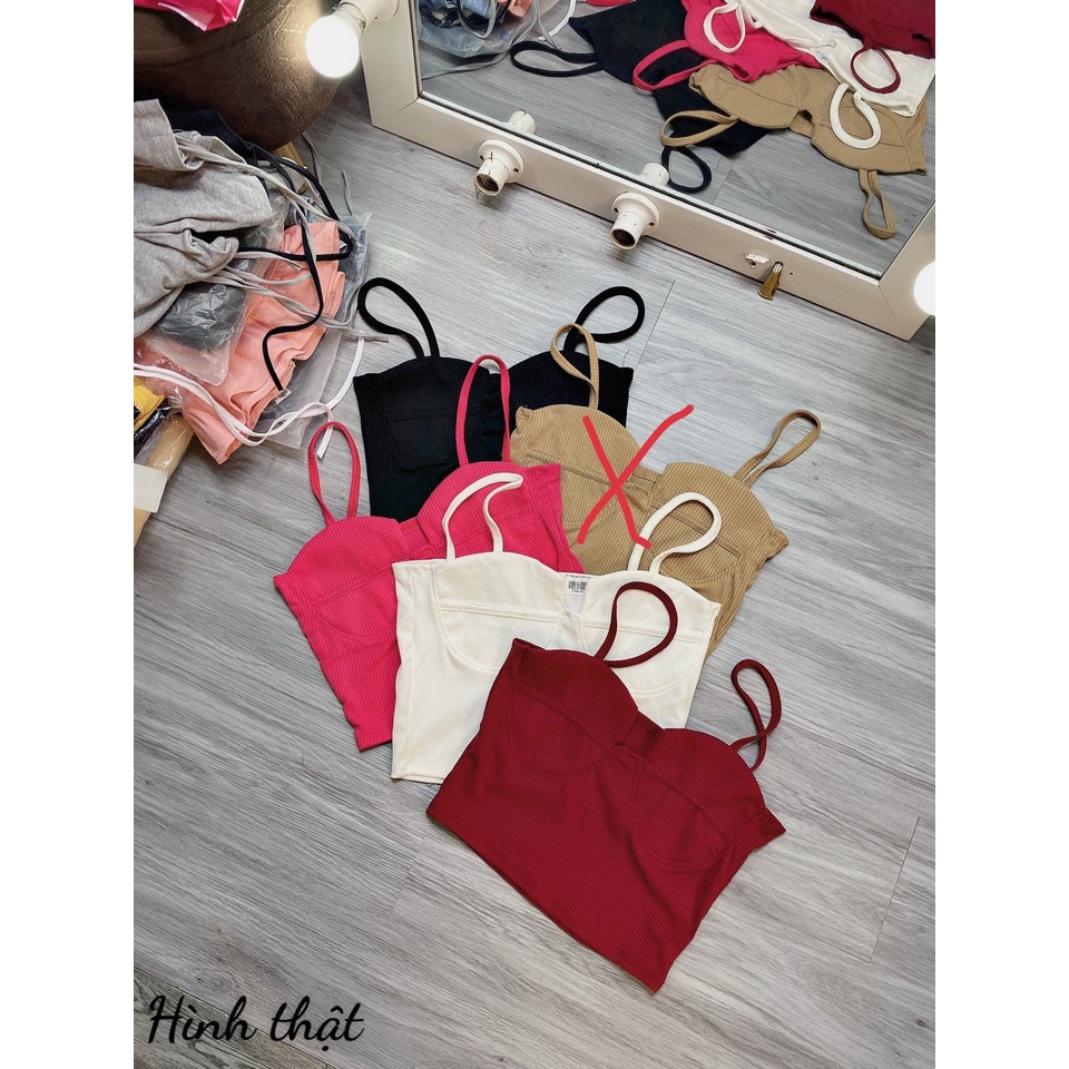 Áo hai dây trơn khoét ngực sexy , chất thun gân mềm mịn