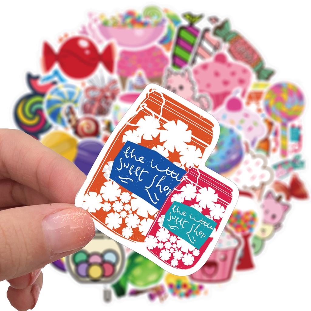 H151 - Sticker Bánh Kẹo màu hồng - PVC/ Hình dán Chống nước