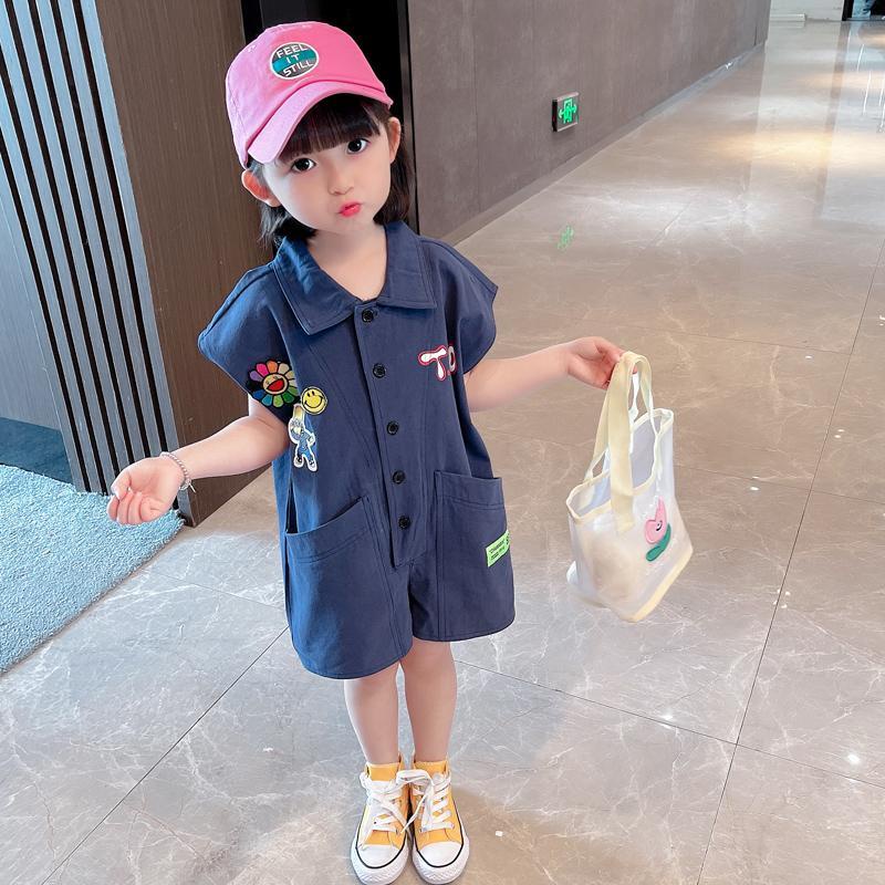 [Babycat] Hàng Có Sẵn Bán Chạy Bộ Áo Liền Quần Tay Ngắn In Hình Hoa Cúc Nhỏ Phong Cách Hàn Nhật Nhật Bản Dành Cho Bé