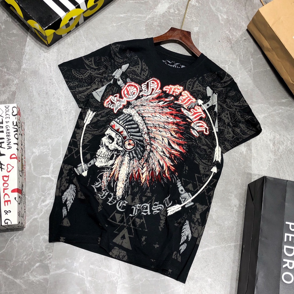 Áo thun nam họa tiết KONFLIC bigsize cao cấp 100kg hàng nhập Mỹ AHM 27