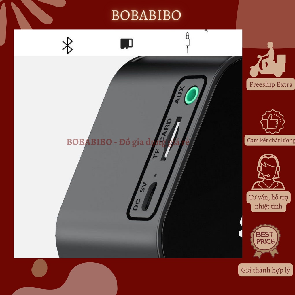 Loa Bluetooth Kimiso K10 Plus Cao Cấp Kèm Đồng Hồ Báo Thức, Loa Bluetooth Mini Màn Hình Tráng Gương Đồng Hồ Led Bobabibo