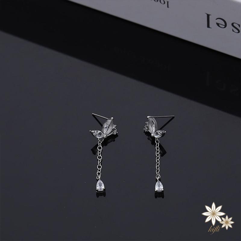 Khuyên Tai Tua Rua Hình Bướm Đính Đá Phong Cách Thời Trang