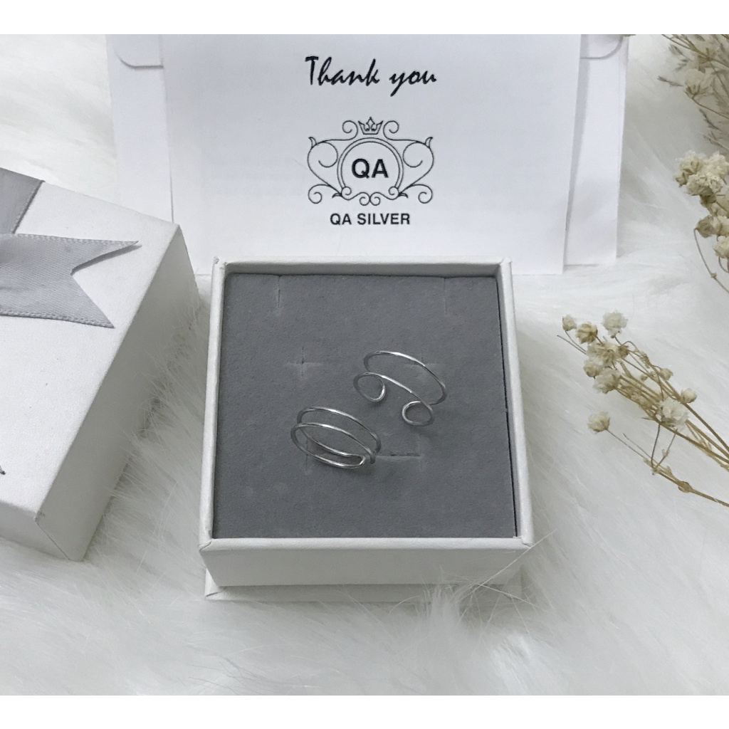 Nhẫn bạc 925 hai tầng nam nữ trơn mảnh tối giản 2 kiểu S925 LAYER Silver Ring QA SILVER RI191202