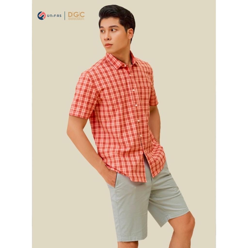 Áo sơ mi nam DGCs ngắn tay họa tiết kẻ trẻ trung, chất Cotton thoáng mát thấm hút tốt SASNBB16M