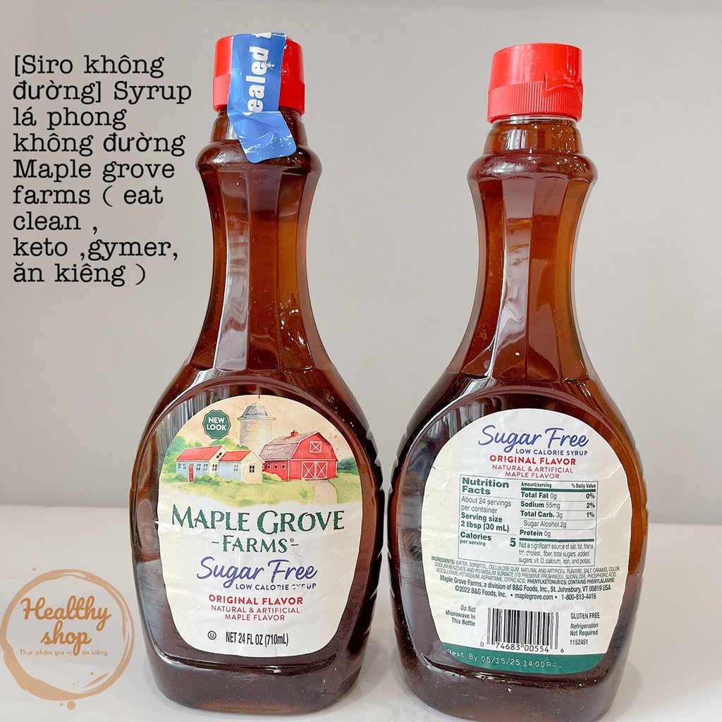 Siro không đường, Syrup lá phong không đường Maple grove farms ( eat clean , keto ,gymer, ăn kiêng )