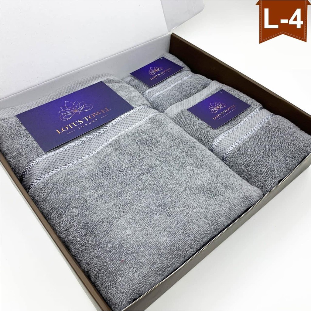 Khăn tắm siêu thấm nước kháng khuẩn EU - Lotus Towel 💖FULLBOX💖 Combo 3 chiếc nhiều kích cỡ cao cấp