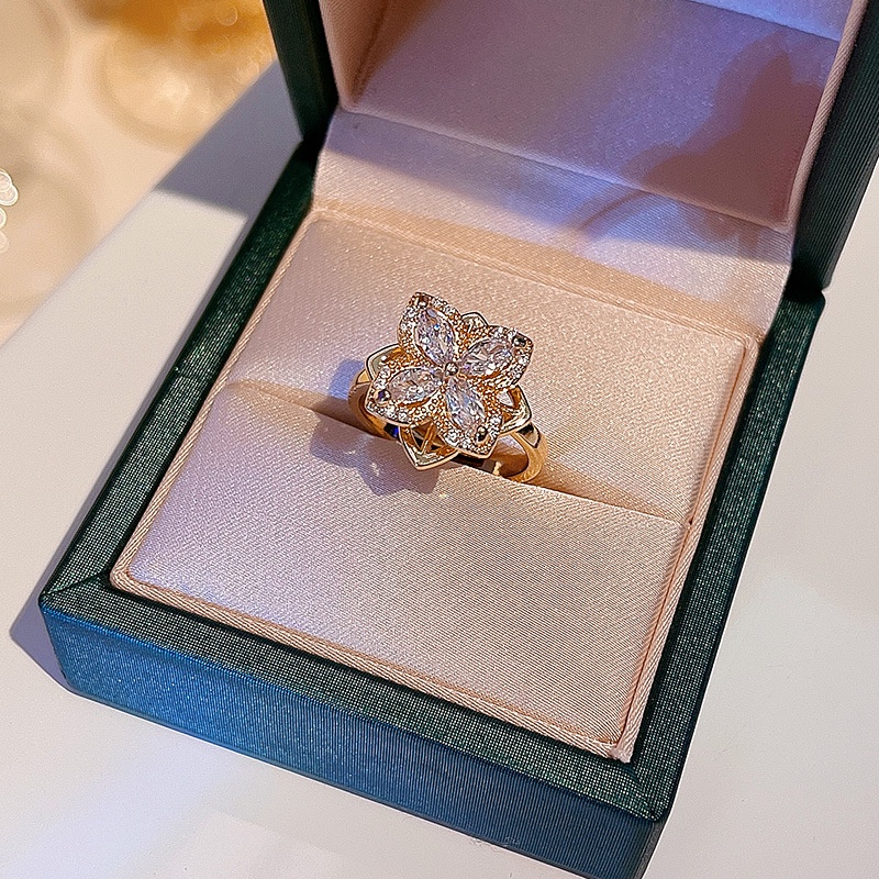 Nhẫn đeo ngón tay dạng hở thiết kế đính đá zircon ngọc trai nhân tạo phong cách Hàn Quốc thời trang dành cho nữ