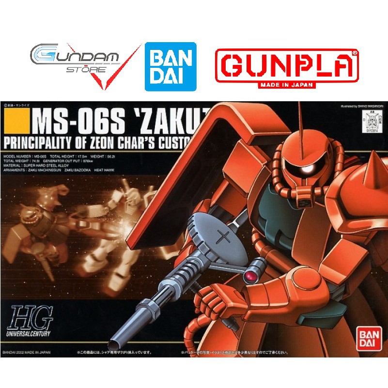 Mô Hình Gundam HG Zaku 2 MS-06S Bandai 1/144 HGUC UC Đồ Chơi Lắp Ráp Anime Nhật