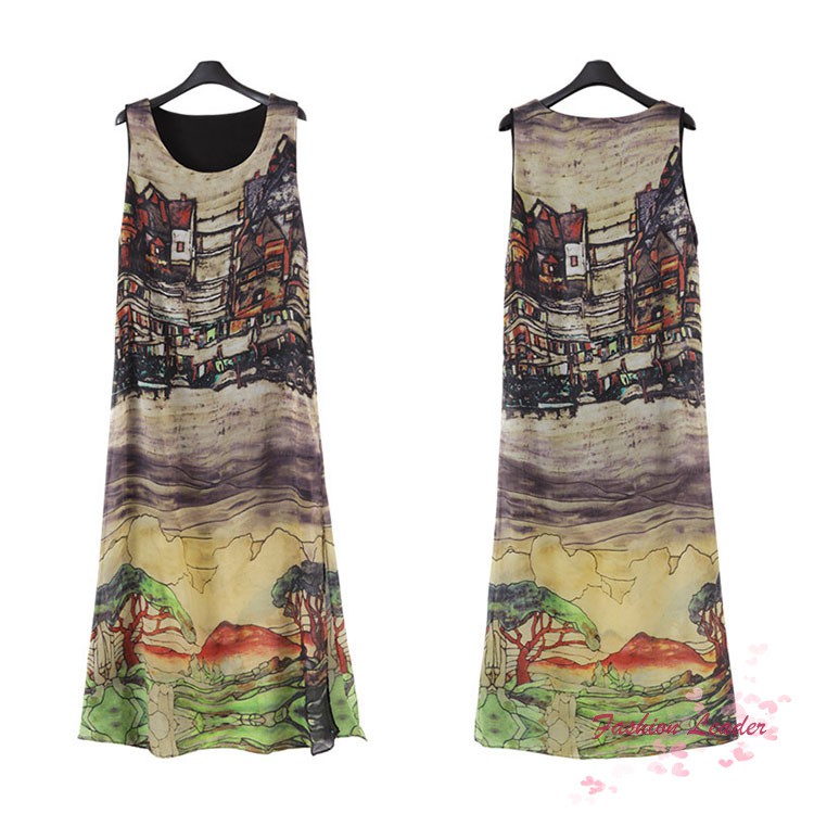 Đầm Dáng Suông Không Tay In Họa Tiết Vintage Gợi Cảm Cho Nữ | BigBuy360 - bigbuy360.vn