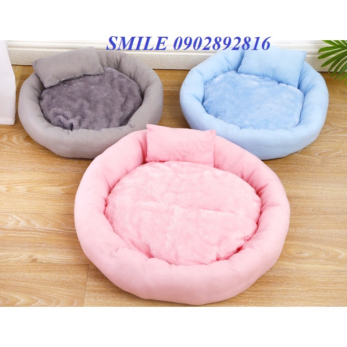 (TẶNG GỐI NẰM) Ổ NỆM TRÒN DÀNH CHO CHÓ MÈO SIZE 35CM - 45CM