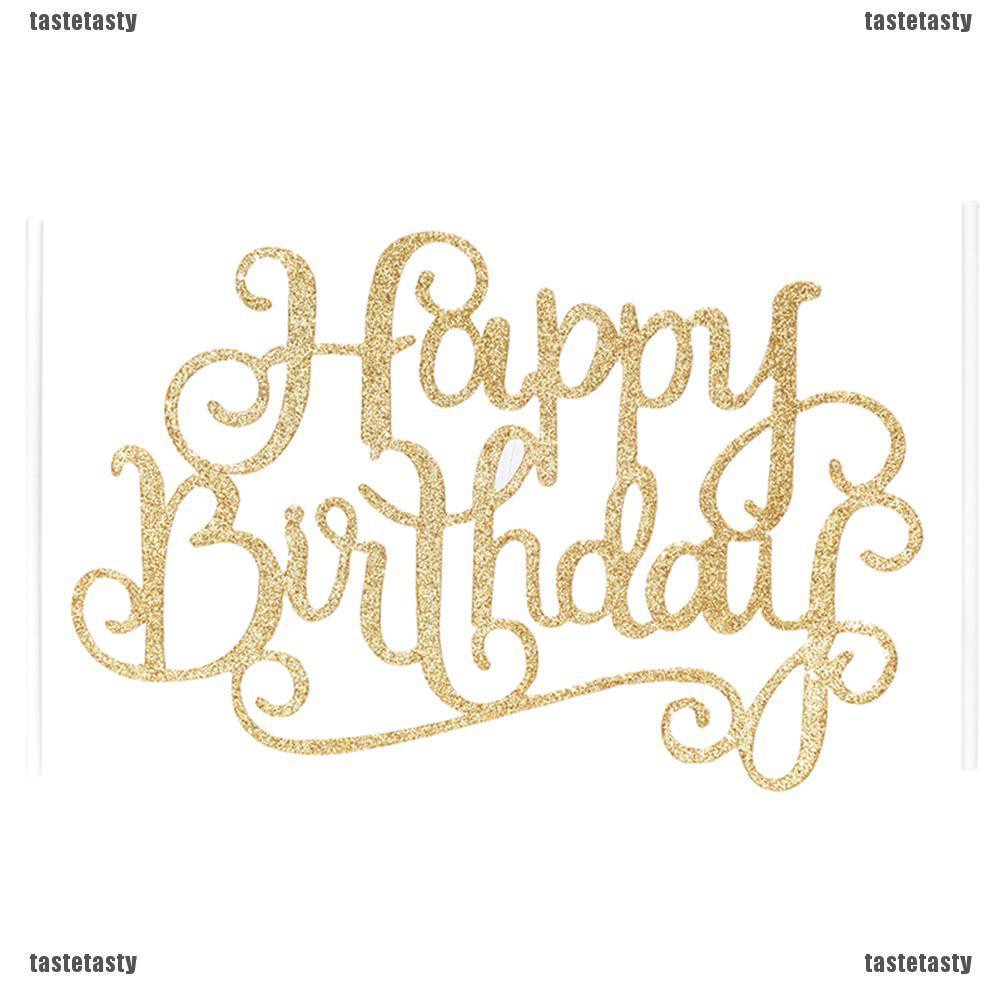 Que cắm bánh kem màu bạc vàng chữ Happy Birthday trang trí sáng tạo