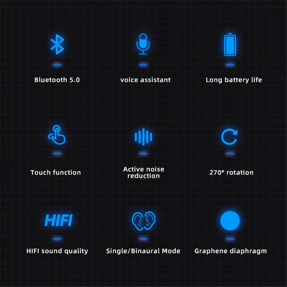 Tai Nghe Bluetooth 5.0 Móc Tai Có Nút Điều Khiển Giảm Tiếng Ồn