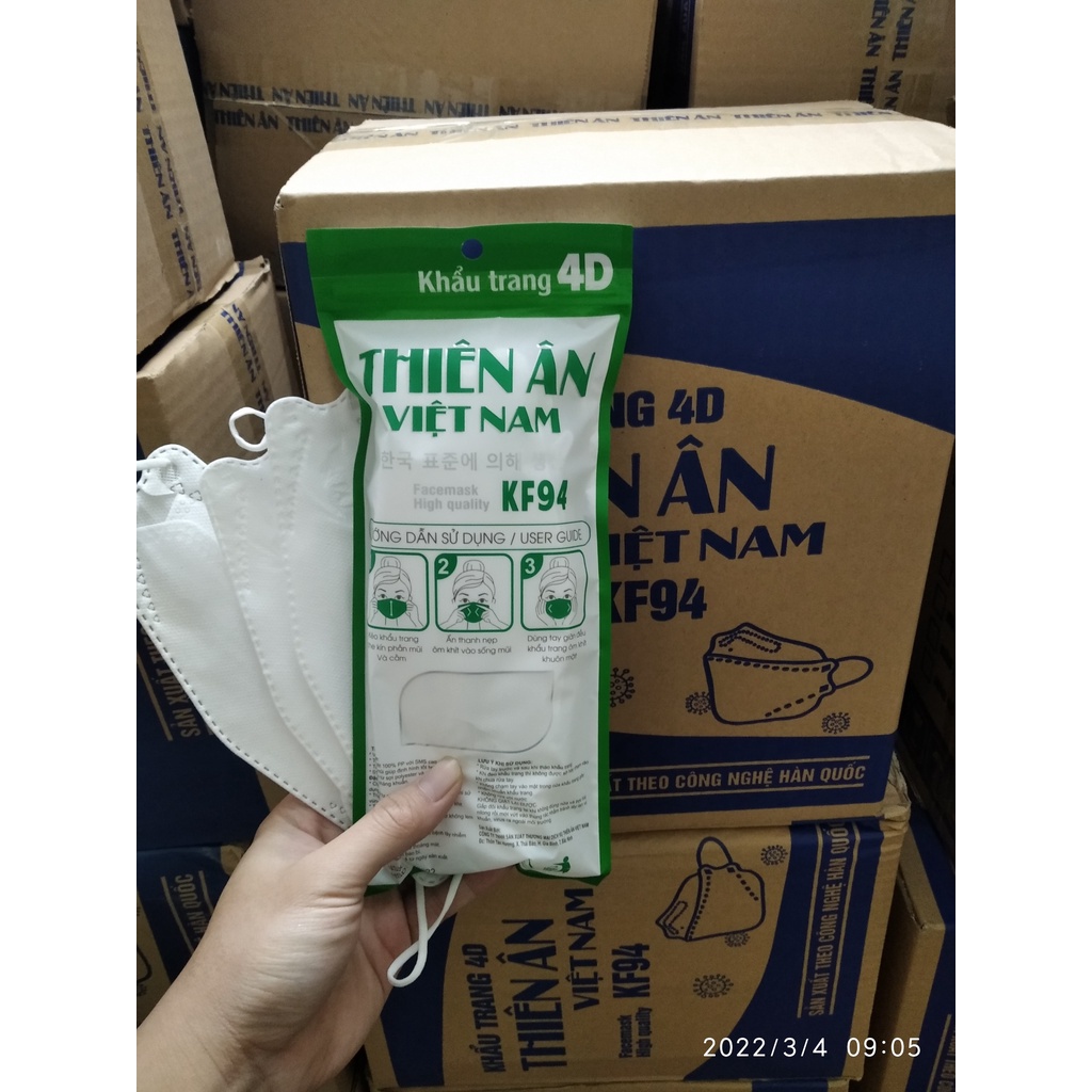[ Túi 10 Chiếc ] Khẩu Trang 4D Tiêu Chuẩn Hàn Quốc KF94 Thiên Ân