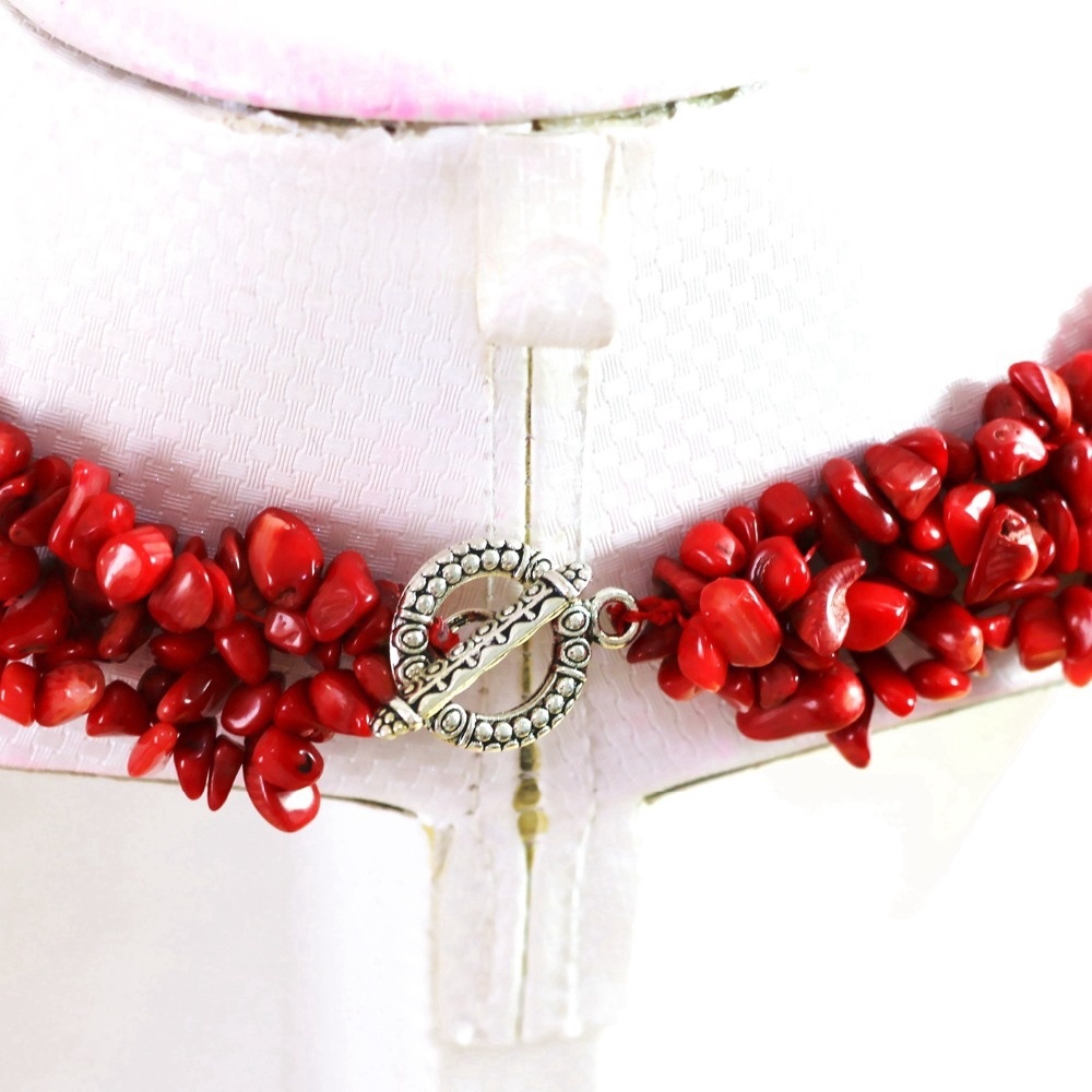 Vòng cổ Dạng Hạt Đá San Hô Đỏ Tự Nhiên Cao Cấp 9-11mm Thời Trang Cho Nữ