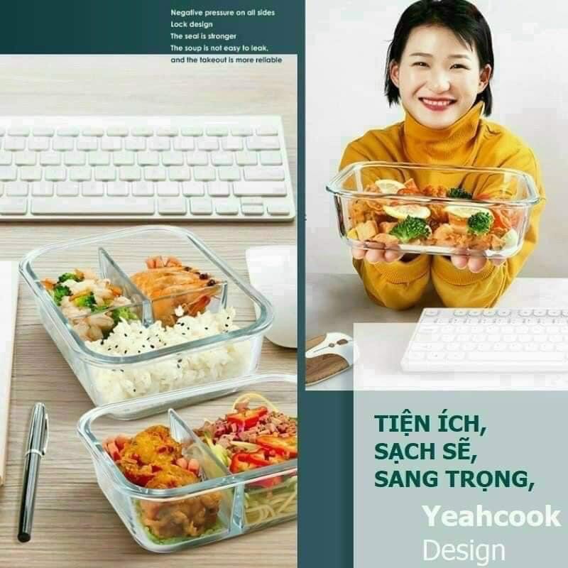 Hộp thuỷ tinh chịu nhiệt 2 ngăn