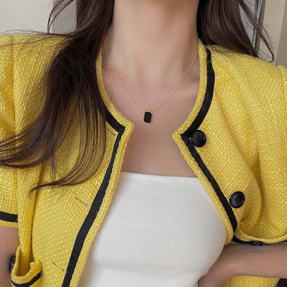 Vòng cổ Mặt Vuông Phong Cách Hàn Quốc Đơn Giản Thời Trang Cho Nữ
