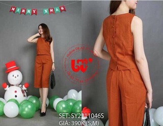 Sét bộ cát Hàn ống rộng nút lưng