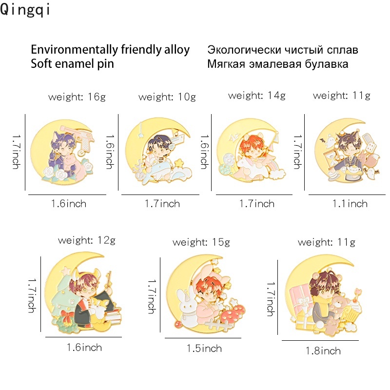 Ghim cài áo Miss Zoe tráng men hình mặt trăng/ thời gian trẻ trung dễ thương cá tính làm quà tặng cho bé trai và bé gái