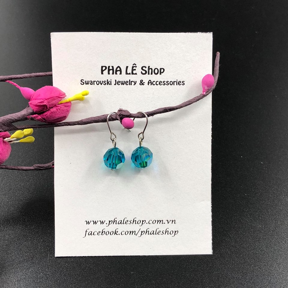 Bông Tai Pha Lê Tròn 08mm Được Thiết Kế Từ Pha Lê Swarovski