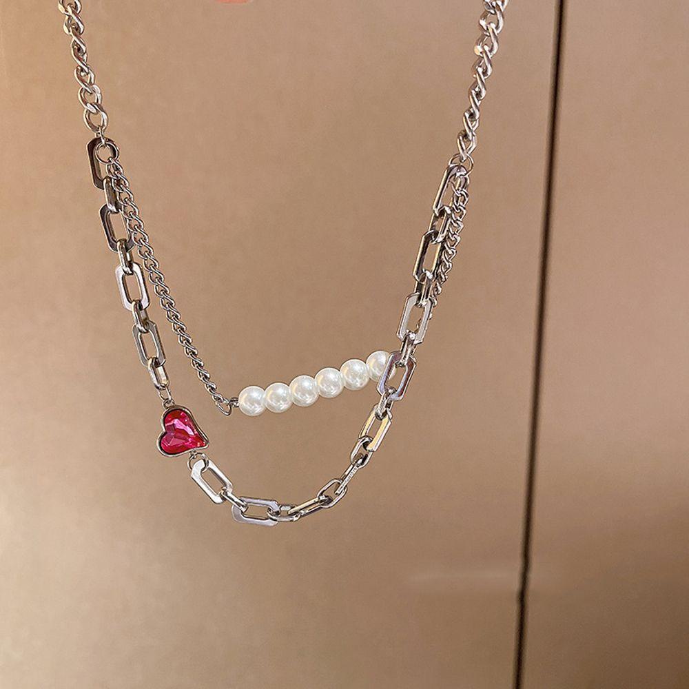 AROMA Vòng cổ Hai Lớp Mặt Trái Tim Dễ Thương Thời Trang Thu Đông