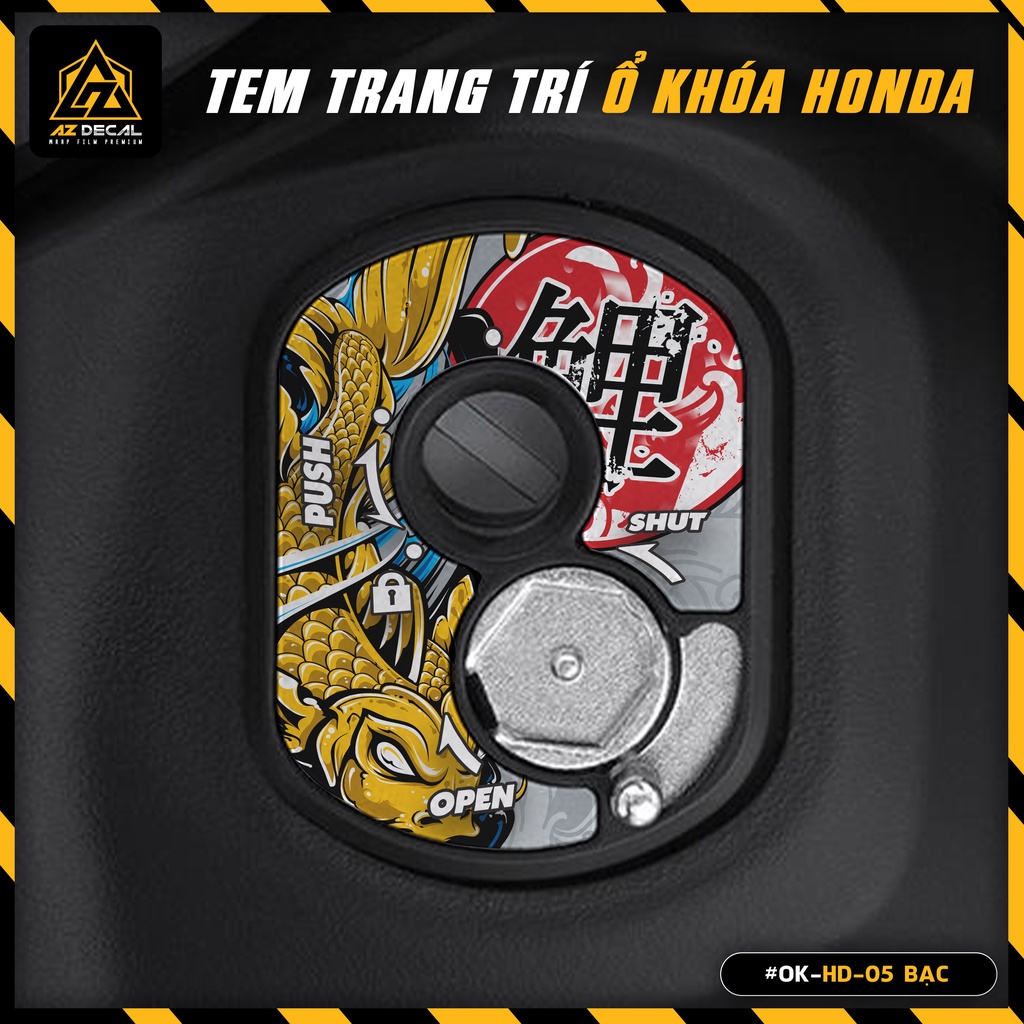 Decal Dán Ổ Khóa Cơ Honda Thiết Kế Cá Chép | OK-HD-05 | Tem Trang Trí Ổ Khóa Xe Vision, SH, Air Blade, Winner X, Wave,..