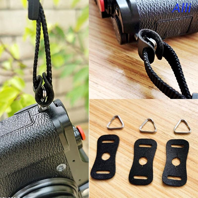 1 Cặp Miếng Đệm Bảo Vệ Dây Đeo Máy Ảnh Bằng Da Hình Tam Giác