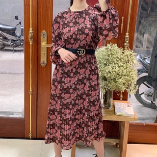 Đầm voan hoa hoạ tiết