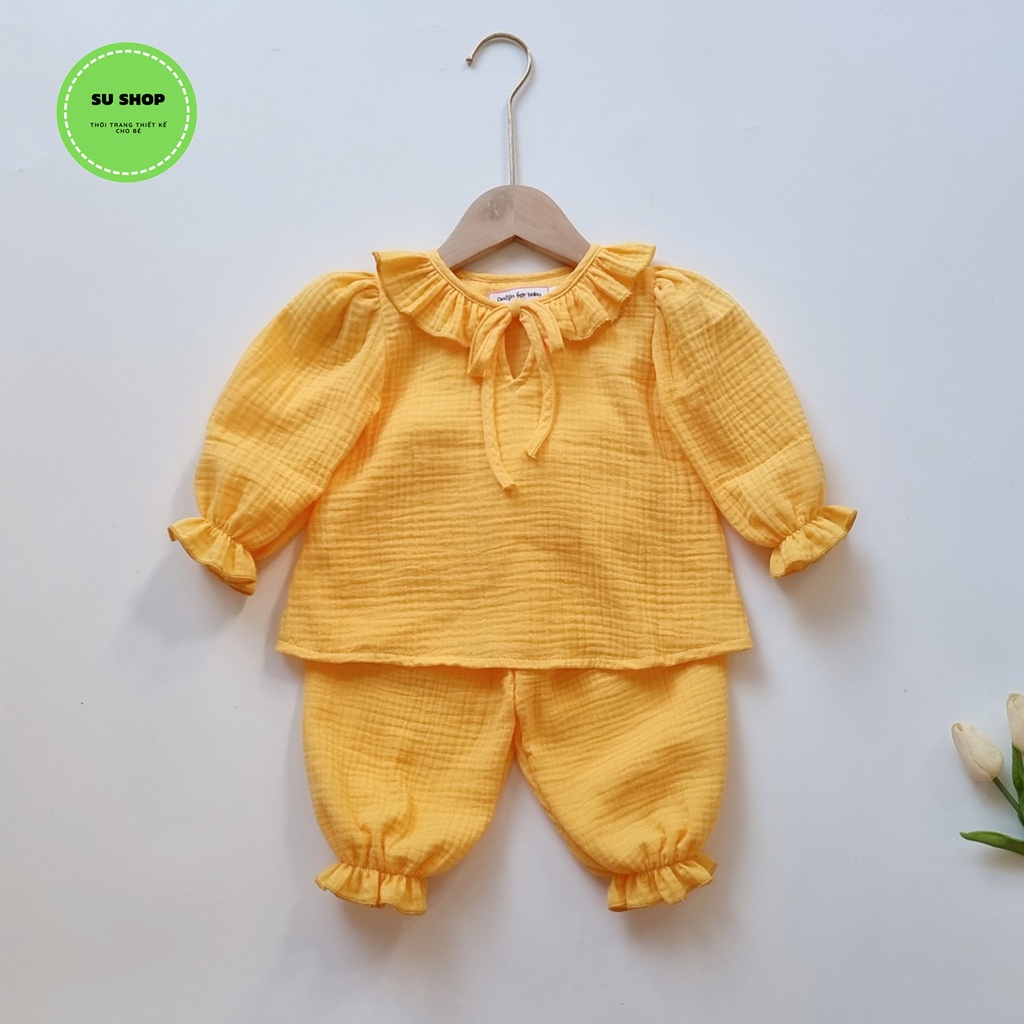 Đồ bộ cho bé gái thu đông tay dài từ sơ sinh tới 13kg