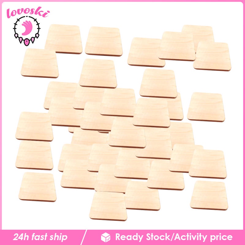 Bộ 50 Miếng Gỗ Hình Vuông 4x4cm Dùng Làm Đồ Thủ Công DIY