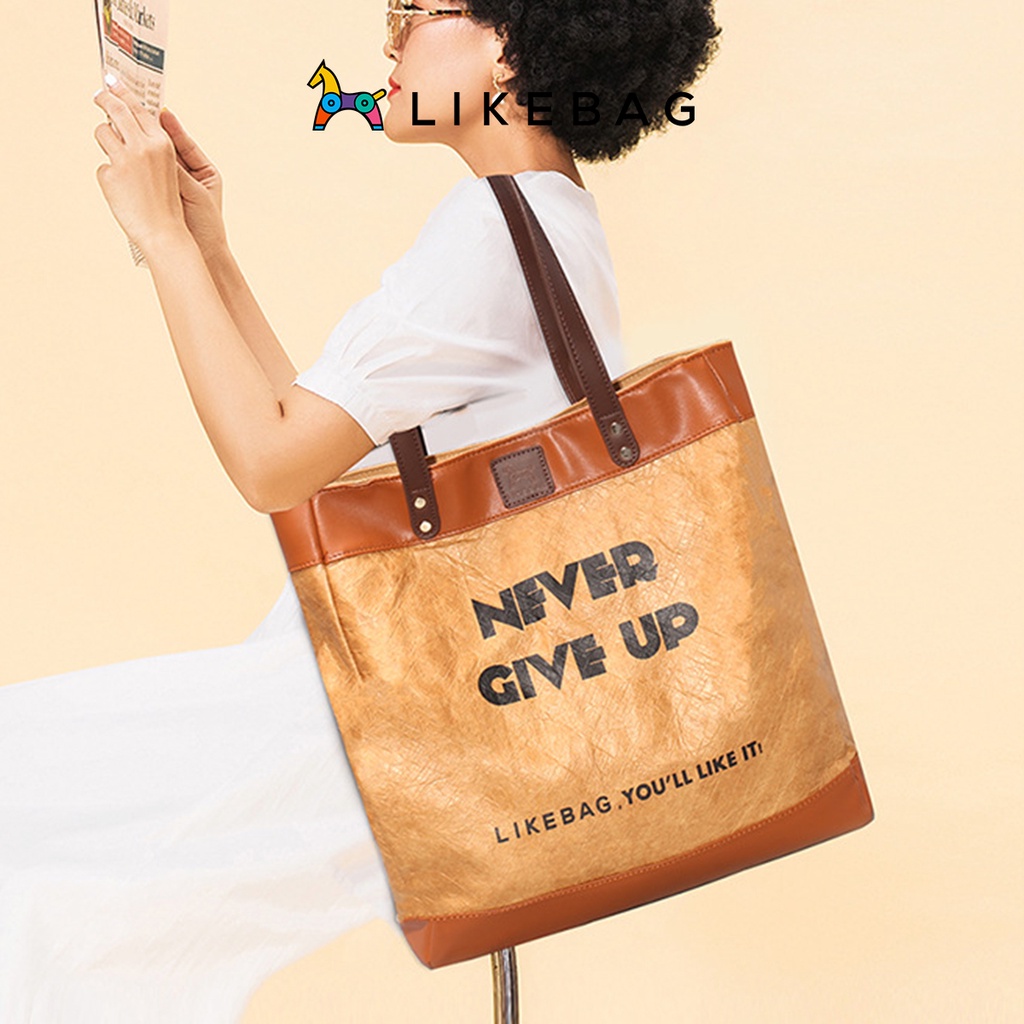 Túi đeo vai, kẹp nách thời trang LIKEBAG in chữ Never Give Up độc lạ 218NPZ0946 - LIBAGI