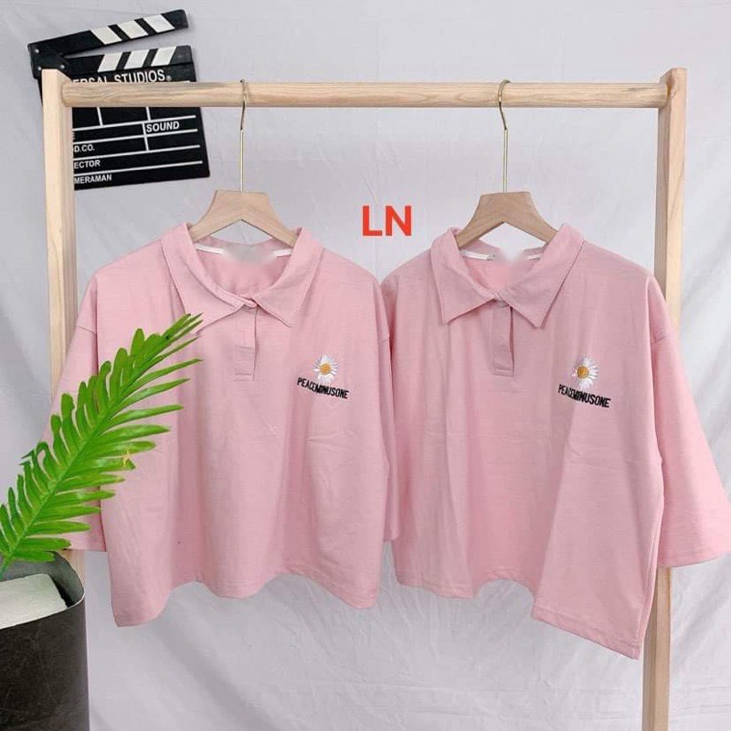 Áo croptop polo hoa cúc peace LN11 0321
