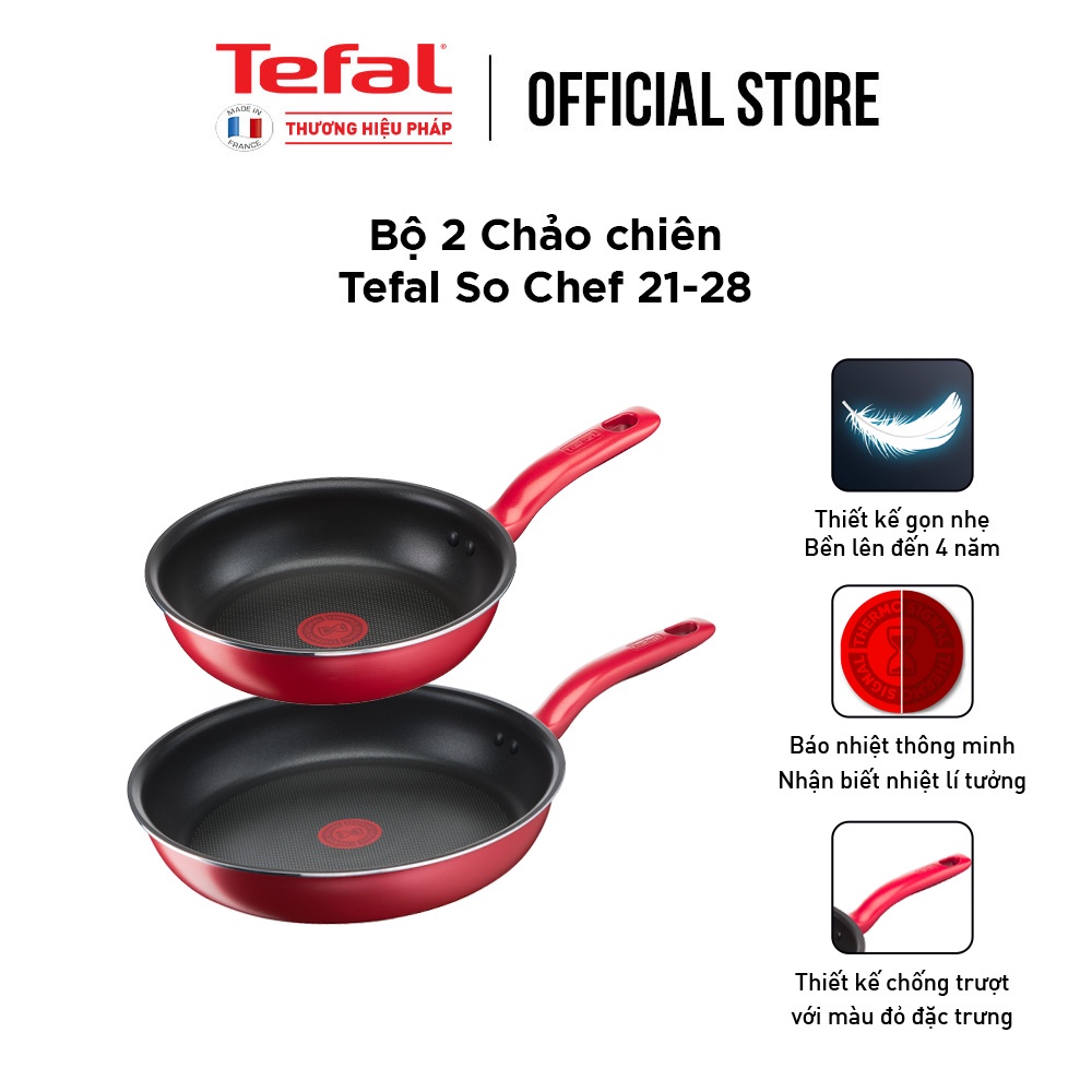 [LIFEMC11BPC -8% đơn 350K] Combo Tefal So Chef Chảo chiên 21cm &amp; Chảo chiên 28cm