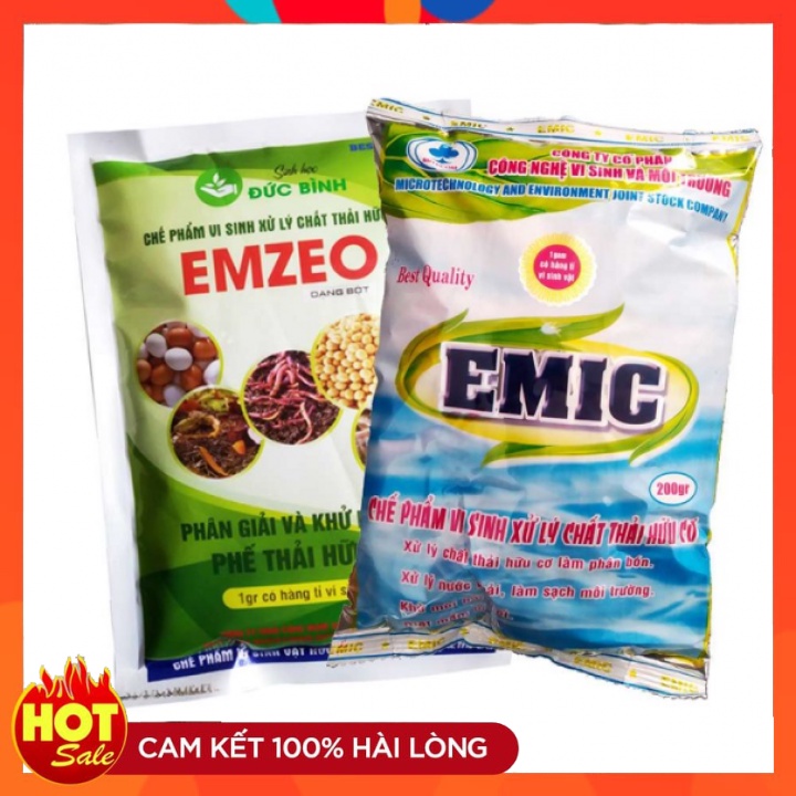 [FreeShip] Combo Emzeo &amp; Emic Ủ phân đậu tương, phân cá, rác thải gia đình - Gói 200gr