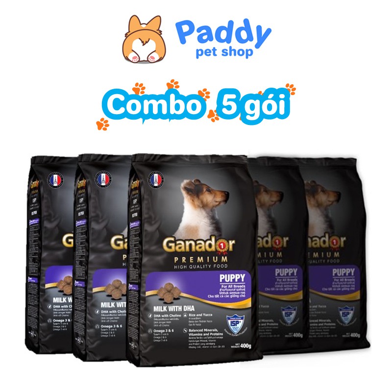 [Combo 5] Hạt Ganador Cho Chó Con Vị Sữa &amp; DHA 400g