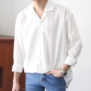 Áo Sơ mi nam tay dài cổ vest form rộng vừa đủ - hàng lụa may đẹp - mạc mát
