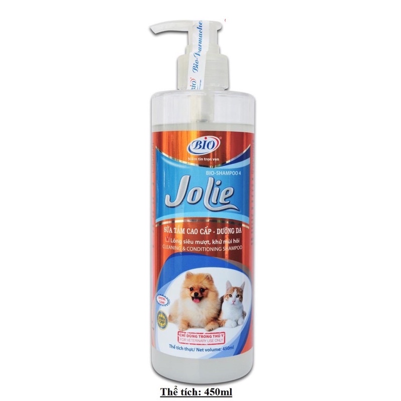 SỮA TẮM BIO JOLIE CHO CHÓ MÈO Giúp Dưỡng Da Lông Siêu Mượt Khử Mùi Hôi Chai 450ml