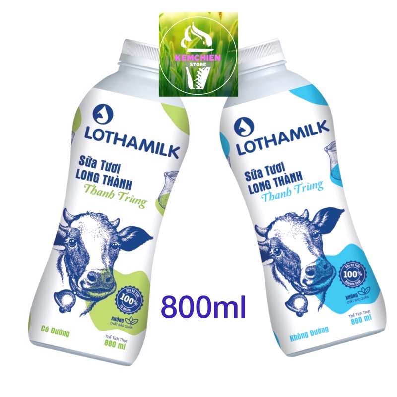 Date mới mỗi ngày - Sữa thanh trùng Long Thành Lothamilk 800ml ( có đường / không đường )