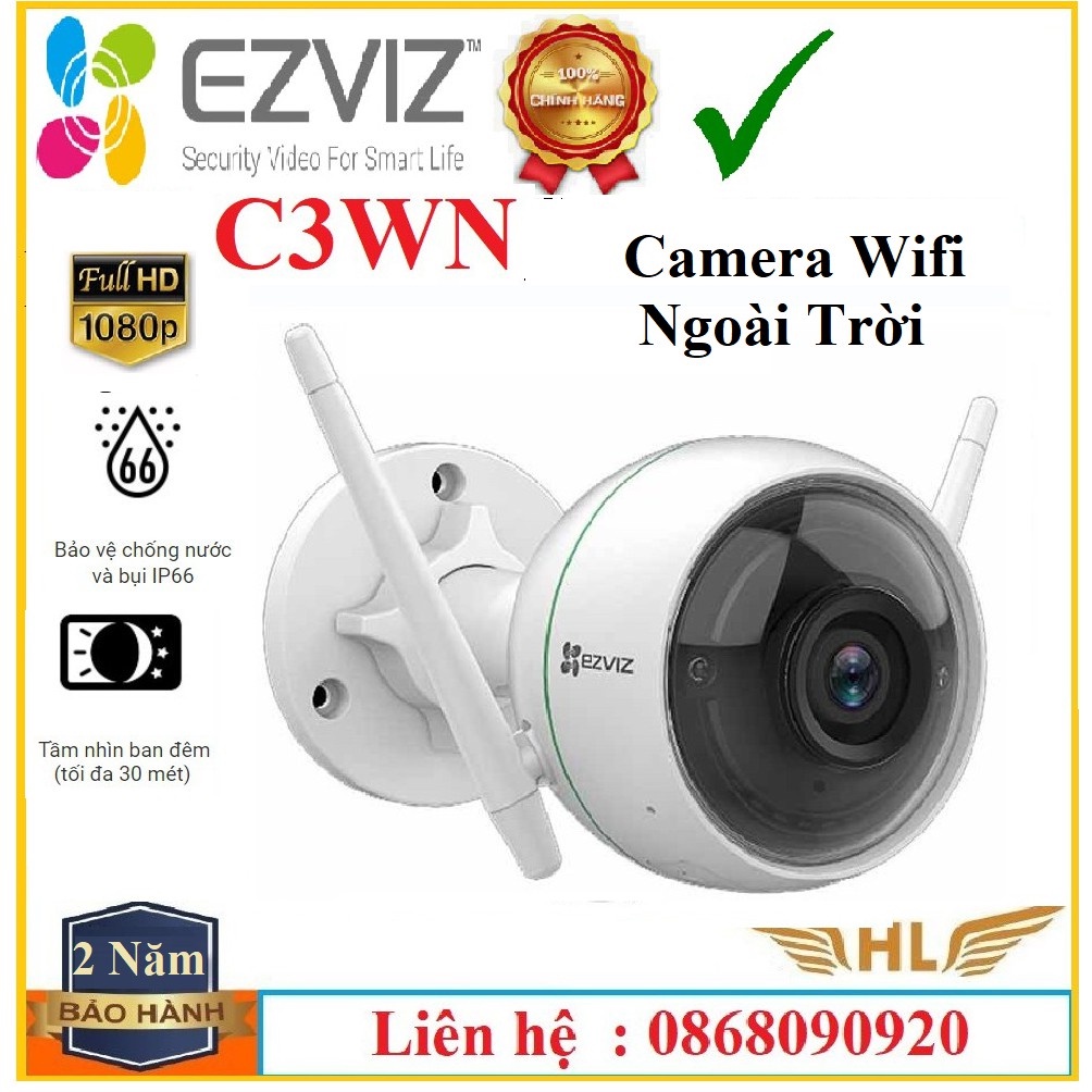 Camera Wifi Ngoài Trời Có Màu Đêm Đàm Thoại 2 Chiều Độ Nét Cao 2k Ezviz C3TN 3Mp 2K, Ezviz C3WN 2Mp -Hàng Chính Hãng