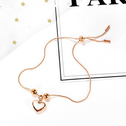 Lắc Tay Dây Rút Trái Tim Titan Ko Đen TT 3433