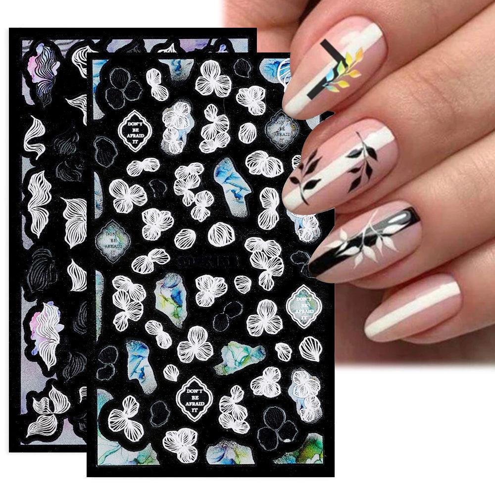 Miếng Dán Trang Trí Móng Tay Bằng Acrylic Màu Trắng Đen DIY