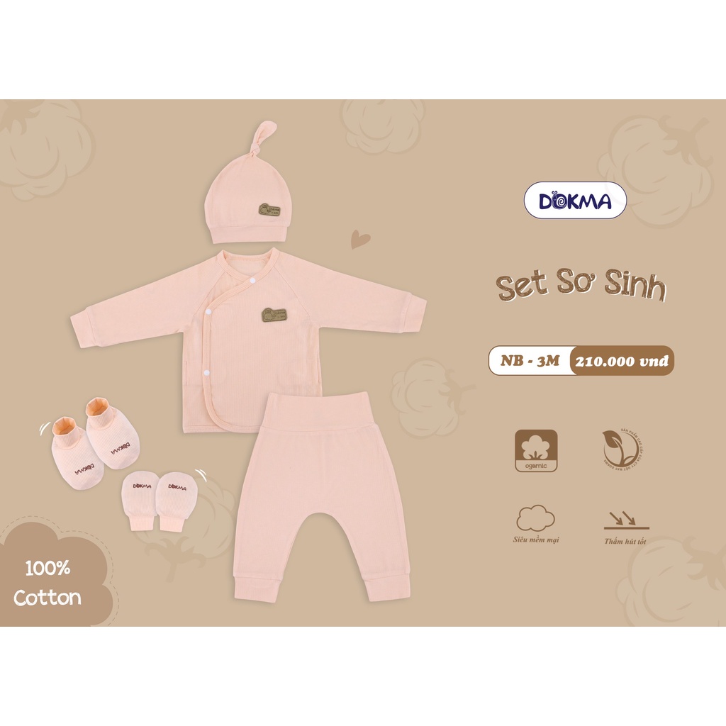 💥 Set sơ sinh  NB-3 tháng tuổi chất cotton cực đẹp Dokma DS925 Voi.kids