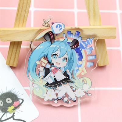 ( Mica trong acrylic) Móc khóa Miku Hatsune ver tóc xanh in hình anime chibi