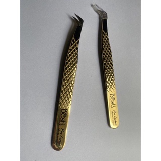 Nhíp gắp mi volume vàng (mũi vuông)_dụng cụ nối mi _ mi fan