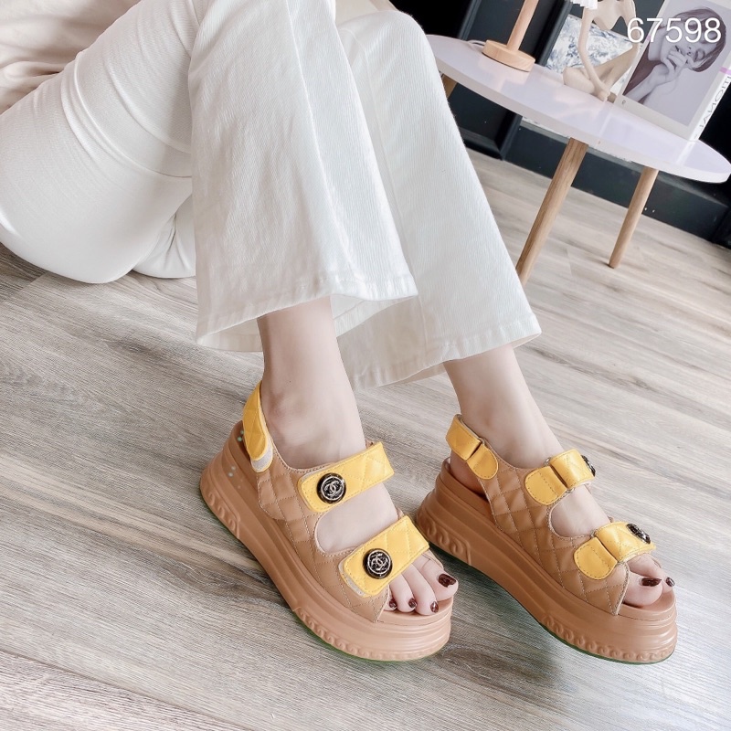 Sandal quai dán xanh vàng fullbox