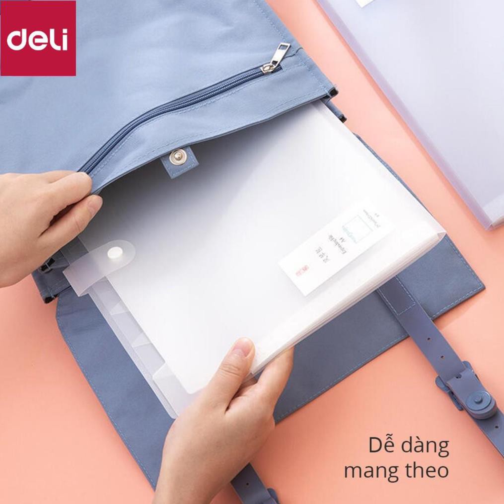 Cặp tài liệu mở rộng A4 8 ngăn Deli - có nút cài - 1 chiếc - 5735 [Deli]